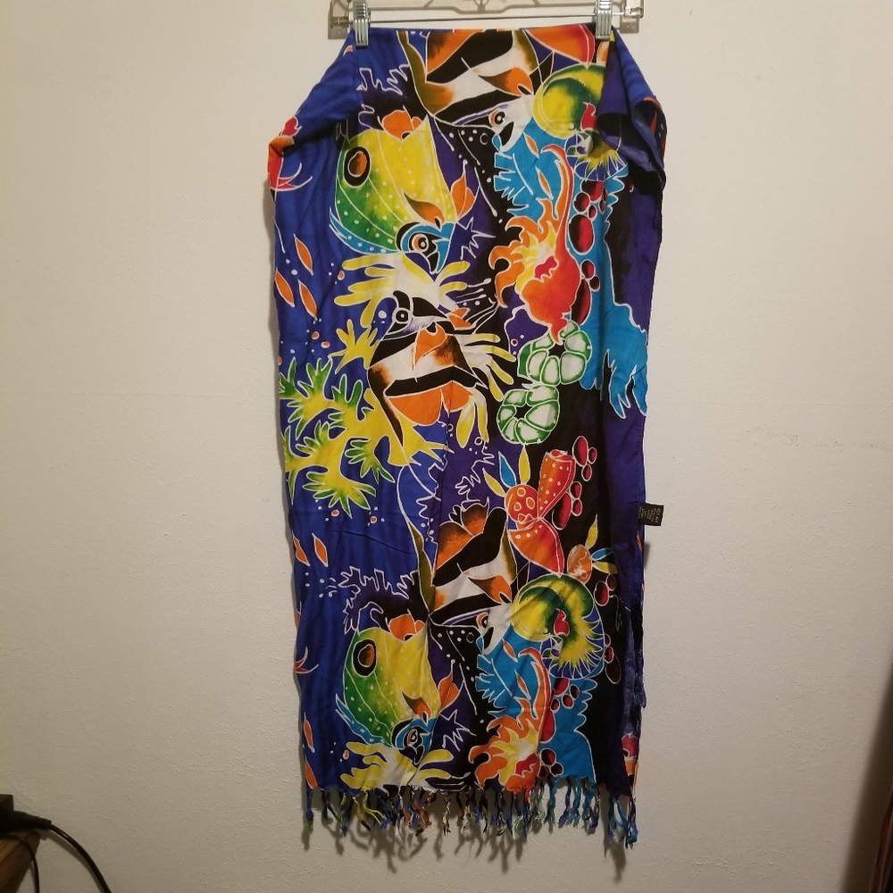VTG Colorful fish theme sarong swim cover up